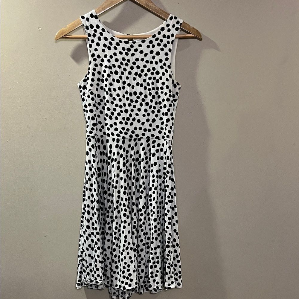 LOFT Black and White Polka Dot Mini Dress